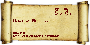 Babitz Neszta névjegykártya